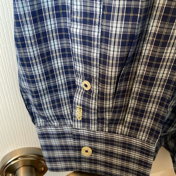 NWOT Mens Izod no iron size xl button down shirt. Blue checked pattern. - Picture 5 of 8